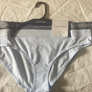 Calvin Klein Light Blue Bikini Briefs with Silver Logo Waistband Size XL